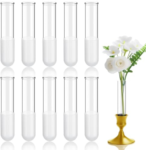 Ninehaoou 10 Pack 3.9 Glass Bud Vase Taper Candle Holder