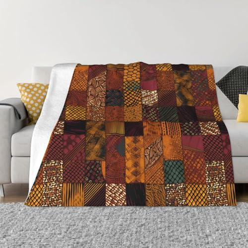 asbwuo Manta de Patchwork Estilo Africano para sofá, Suave y Ligera, de Franela Supersuave, cálida y acogedora, de Microfibra, para sofá, Oficina, Viajes, para Todas Las Estaciones, 127 x 101 cm.