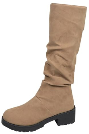 Vinterstövlar dam 41 – bruna höga stövlar dam vinterskor Dressy Boots eleganta damskor mellanrör skaftstövlar med klack vinterstövlar varma skor bekväma damstövlar eleganta knästövlar, kaki, 38 EU