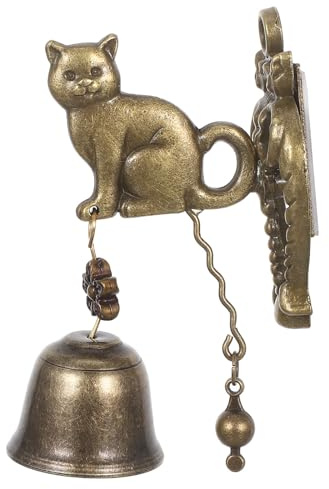 Toyvian Cloche de Jardin en Métal Couleur Or Forme Chat Vintage Rétro Résistante aux Intempéries Installation Facile pour Porte Décoration Maison