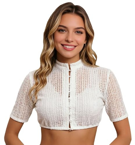 Oktoberfest Dirndl Camicetta Del Merletto,Camicia Tradizionale Dirndll, Blusa Dirndll In Pizzo A Manica Corta, Elegante Blusaa Tradizionale Per Oktoberfest, Del Merletto Dirndl Camicetta Delle Donne