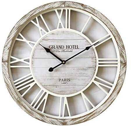 Rebecca Mobili Orologio da decorazione, orologio grande di legno, stile shabby, con numeri romani - Diametro 50 cm x P 4,5 cm - Art. RE6140