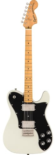 Squier Classic Vibe 70er Deluxe Telecaster E-Gitarre, mit 2 Jahren Garantie, Olympic White, Ahorn Griffbrett