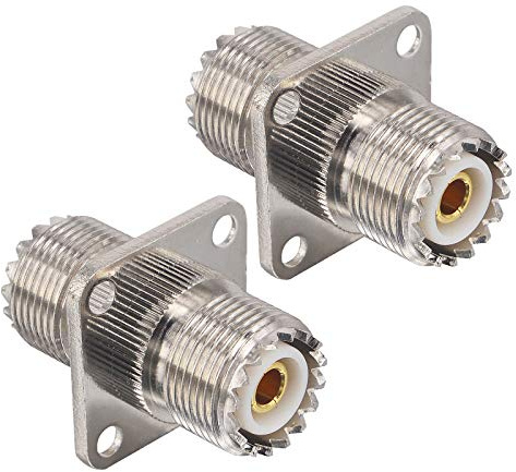BOOBRIE UHF Buchse auf UHF Buchse Koppler RF Gerade Koaxialstecker SO-239 SO239 Flansch Panel Mount Connector SO239 PL259 UHF VHF Antenne 4 Loch Flansch Panel Mount Adapter 2 Stück