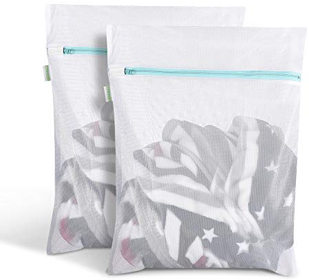 OTraki Underwear Laundry Bags 16 x 20 Inch 2 Pack Small Mesh Washing Bag for Delicates Durable Zipper Washer Dryer Net Lingerie Baby Socks Garment Heavy Duty Travel College Dorm Storage Organiser