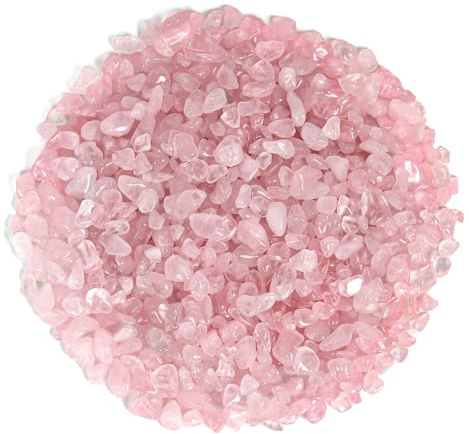 Natürliche Rosenquarz-Chips 500 Gramm | Polierte Rosa Kristalle für für Basteln, Schmuckherstellung, Vase Füllung, Pflanzen & Wohn-Deko