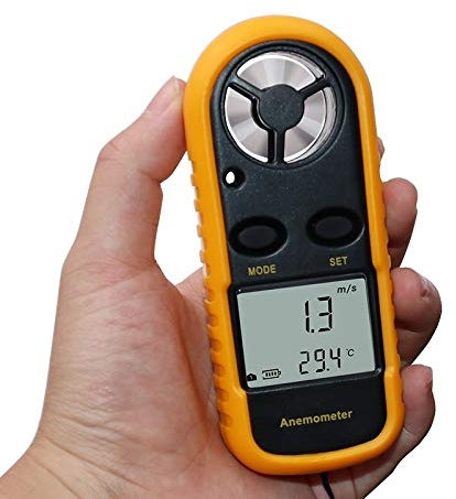 QSCTYG Anémomètre Numérique Anémomètre 0-30m / s Vitesse du Vent Compteur -10~45C de testeur de température anemómetro avec Affichage rétro-éclairage 22 (Color : Natural)