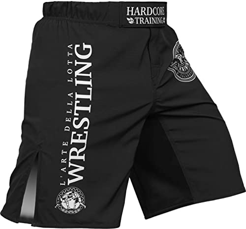 Hardcore Training Fight Shorts Wrestling Men's Hombre Pantalones Cortos MMA BJJ Boxeo Grappling Fitness No Gi Black