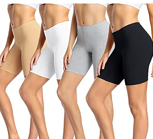 wirarpa Ladies Anti Chafing Shorts Womens Boxers Underwear Cotton Cycling Shorts Leggings for Under Dresses 4 Pack