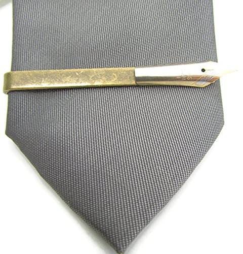 Bronze Fountain Pen Tie Clip, Pen Nib Tie Bar, Writer Accessory, Suit and Tie Style, Gift for him, Author Bibliophile Gift, Quirky Gift