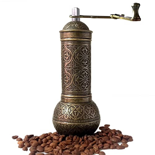 Molinillo de café manual de estilo vintage, recargable, de estilo turco, con ajuste de cualificación, molinillo de café, portátil, manivela de mano