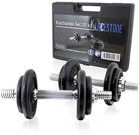 Lacestone 20Kg Kurzhantel Set Hanteln Krafttraining Hantelset mit Gewichte aus Gusseisen und Sternverschlüsse