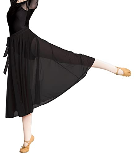 ROYAL SMEELA Balettkjol, nätbalett, tyllklänning, balettdanskjol, träningskjol, danskläder för bindning, ballerina, basic, danskostym, tröja, omlottkjol