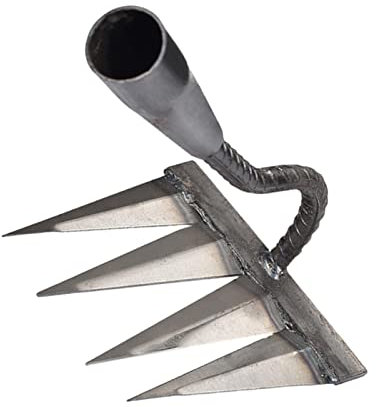 Linsition Vertikutierer aus Metall - Gartenrechen aus Metall für die Gartenarbeit,Schwerlastzinkenrechen aus Metall, Vertikutieren, Jäten, Flächenrechen, Stein-, Kies-, Wurzel