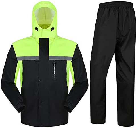 SJASD Trajes Agua Moto Impermeable,Traje de Lluvia para Motocicleta Chubasquero y Pantalones,Chaqueta de Lluvia Reflectante para Montar de Lluvia Poncho