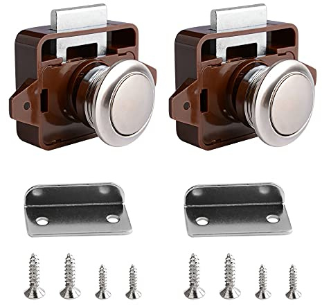 Push Button Catch Door Lock Push Lock Verriegelung Cabinet Lock Catch | Wohnmobil Schrank Verschluss Wohnmobil Möbelschloss für RV Camping Schrank Schublade Caravan Van Yacht Ship 2 Stück