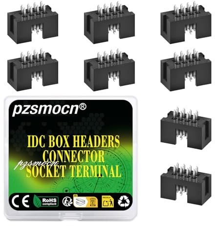 Pzsmocn 20 Stück IDC 2 * 4 Zweireihig 2,54 mm Rastermaß JTAG ISP 8-poliger Gerader Stifteinsatz Box Steckverbinder Adapterkabel Männliche Buchsenklemmen für PCB-Elektronikgeräteprojekte.