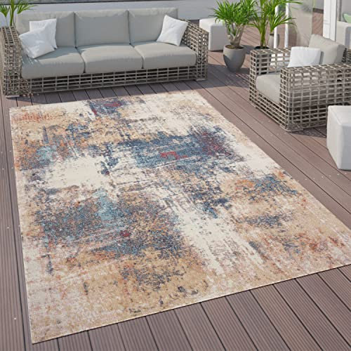 Paco Home In- & Outdoor Teppich Terrasse Küchenteppich Vintage Pastell Abstrakte Muster, Grösse:160x230 cm, Farbe:Bunt 7