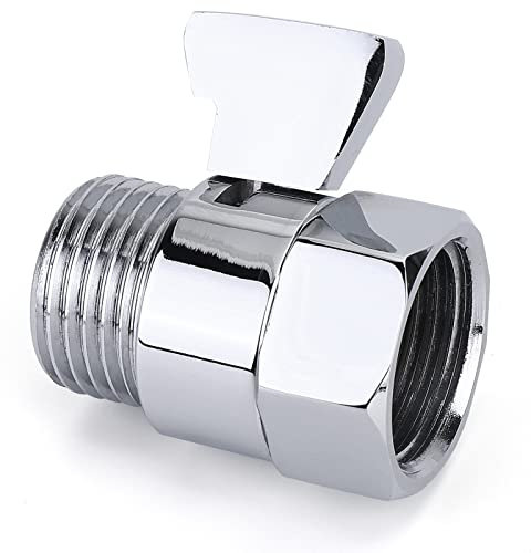 Prasacco Premium Duschabsperrventil, G1/2 Duschkopf Durchflussbegrenzer, Wasser Sparen und Leckschutz, Messing Absperrventil Wasserdurchfluss-Druckregler für Handbrause und Badinstallationen