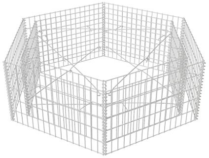 Homgoday Gabbione Rialzato, Gabbione, Filo Metallico, Gabbie Per Pietre, Giardino All'aperto, Fioriera, Decorazione Da Parete, Argento, Acciaio, Contemporaneo, 160 x 140 x 50 cm