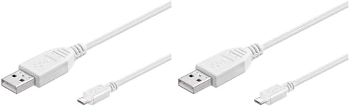 goobay 96192 Câble de données et de charge Micro USB Hi-Speed Câble, USB 2.0 mâle (type A) > USB 2.0-Micro mâle (type B), blanc, 0,6m (Lot de 2)