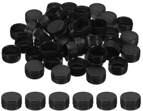 PATIKIL Tappi di Bottiglia Plastica da 1.2 Pollici per Artigianato, 100Pz Tappi a Vite Riutilizzabili per Bottiglie Vuote per Decorazioni Fai da Te, Nero
