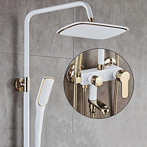 Badezimmer-Duschsystem mit Wasserfall-Badewannenauslauf, Duscharmatur-Set mit Regenduschkopf und Handbrause, Wandmontage-Duschset kompatibel