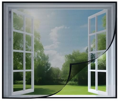 Fliegengitter Fenster, Insektenschutz Mückennetz Fliegengitter Balkontür, 70x150cm Schwarz für Windows/Wohnzimmer Fenstern