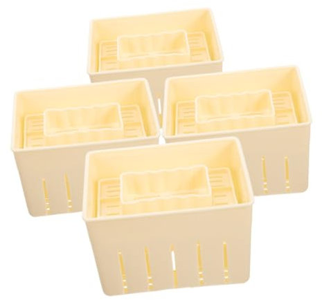 TOPBATHY Molde para Prensar Tofu Casero de 4 Piezas Drenaje Rápido y Superficie Lisa, Herramienta Práctica para Hacer Queso Fresco en Casa