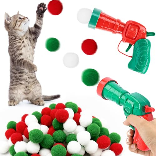 Katzenspielzeug Bälle,30 Katzen Ball 2Launcher Plush Ball Interaktives Katzenspielzeug Weihnachten Katze Set Plüschball Ballwerfer Katzenball Cat Toys Katzen Zubehör Spielzeug Indoor Haustier Katzen