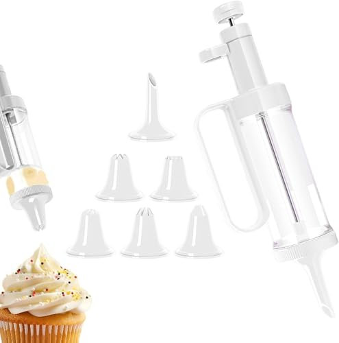 Cookie Press Set, Cookie Press Gun with 6-Piec Icing Nozzles for DIY Biscuit Maker, Cookie Press Set for Cookies Cake Decoration Kitchen Baking Christmas Party