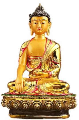 MKYKDY Buddha Statuen Skulpturen farbig tibetische Tranic DREI kostbare Shakyamuni Buddha Statue, Figur, Aufstelldekoration, Raumdekoration