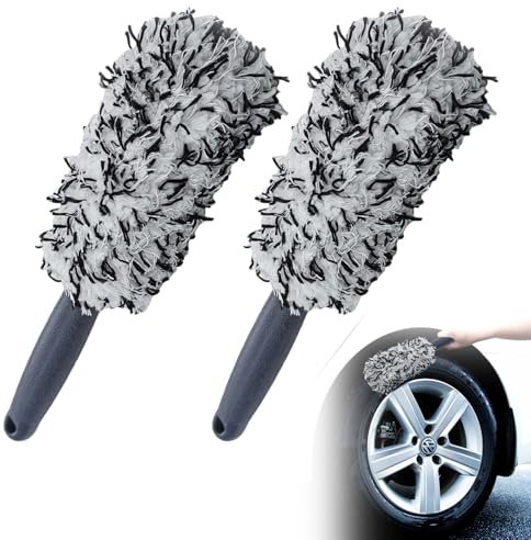 Spazzola Cerchi Auto, Microfibra Spazzola Ruote, Spazzola per Cerchioni Auto, Rimuove Facilmente lo Sporco Difficile da Raggiungere Dai Cerchioni, per la Pulizia di Cerchioni di Auto o Moto, 2 Pezzi