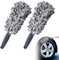 Helweet Brosse Jantes Voiture, Brosse de Roue de Voiture, Brosse a Jante Microfibre, Brosse de Nettoyage pour Jantes, Élimine Facilement la Saleté Difficile à Atteindre des Jantes, 2 Pièces