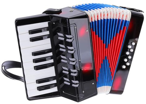 sourcing map Accordion, 17 Keys 8 Bass Button Accordion Toy Mini Musical Instrument Lightweight for Adults Beginners Educational, Black