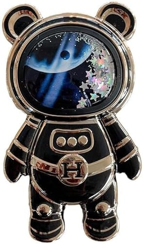Black Cute Phone Stand Holder,Cell Phone Hidden Kickstand for Desk,Astronaut Phone Holder,Gift for Women Cell Phone Stands Accessories,Adjustable Tablet Phone Ring Stand with 3D Moving Star Sequins