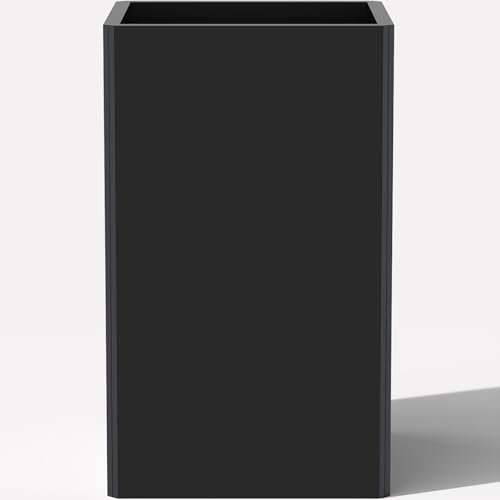 Gabviem Maceta alta negra cuadrada de metal de 28 pulgadas para interiores y exteriores, macetas altas modernas para porche, patio, terraza, comercial y residencial (14 pulgadas de largo x 14 pulgadas