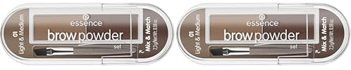 essence cosmetics brow powder set, Augenbrauen, Nr. 01 light ; medium, mehrfarbig, 2 Braun-Töne, definierend, sofortiges Ergebnis, matt, vegan, Mikroplastik Partikel frei, Nanopartikel frei (2,3g)