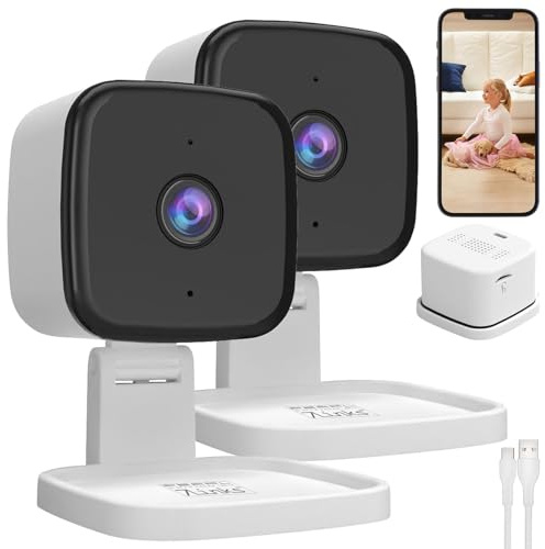 7links HD-Überwachungskamera: 2er-Set Mini-2K-IP-Überwachungskamera, 4 MP, Nachtsicht, 360°-Halter (mit Tonaufnahme, Nachtsicht-Kamera Überwachung, iPad)