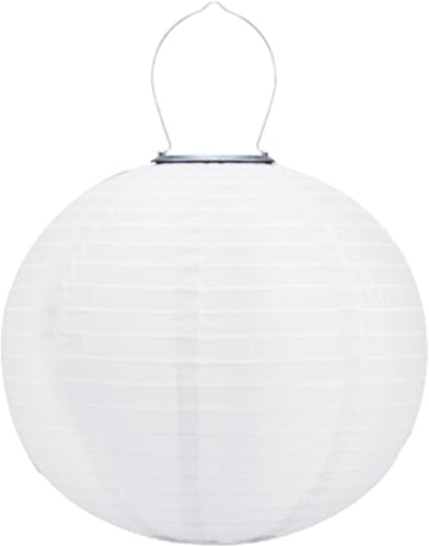 Lampions Außen Wetterfest, Solarlampions für Außen Hängend, 30cm Solar LED Laterne Wasserdicht Hängende Nylon Laterne Gartenlaterne Solarlaterne für Garten, Balkon,Hof,Fest Deko (1 Stück/Weiß)