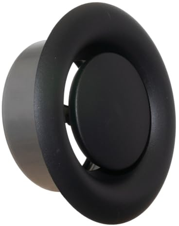 TURvent 10 cm (4 tum) svart/antracit metalldiffusor – 100 mm justerbar ventil för vägg – takkanalskydd – avgasluftsventil – runda ventilationsöverdrag för badrum kök garage