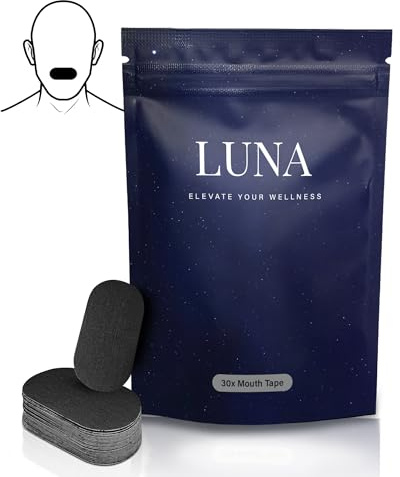 Luna Sleep Tape - Dermatologically Tested - 30 Strips with eBook - Mouth Tape for Sleeping, Women and Men - Supports Nasal Breathing and Reduces Snoring. Gentle But Strong Adhesion