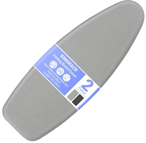 Ironing Board Cover with Extra Thick 7mm Padding, 100% Cotton Covers Easy-Fit for Protecting Ironing Board Size Up to 134 x 45cm - Grey