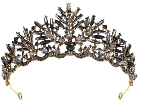 Toyvian Schwarze Krone Für Frauen – Kristall-Prinzessinnen-Diademe Strass-Königinnenkrone Für Hochzeits-Diademe Vintage-Barock-Braut-Haarschmuck Geburtstagsparty