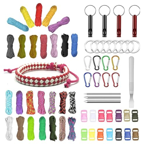 FARYODI Paracord 550 cuerda de 4 mm, juego de cuerda de paracord con 3 metros de 7 núcleos, cuerda de nailon, cuerda multiusos para manualidades, pulsera, correa de perro, collar de camping