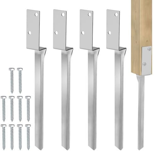 DBREAKS 4-pack Set Slagring Gunga Bottenankar 4 x 50 cm Bottenhylsa, Slagbottenhylsa i Eldförzinkad Stål, Stabil Styckehållare för Trädgårdsgunga Lekstuga, Rosenbåge och Lektorn