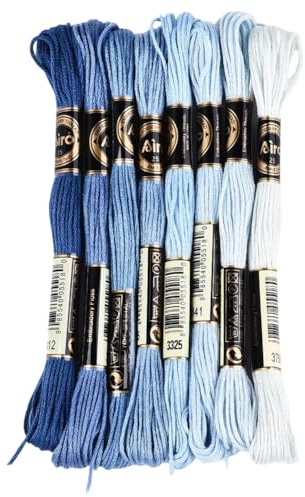 CABODYALS 8 Knäuel 6 Stränge Blauer Kreuzstichfaden Bunter Farbverlauf Stickgarn Aus Polyester Freundschaftsarmband Schnurgarn Fäden Zum Handnähen von Armbändern Basteln von Handarbeiten Häkeln