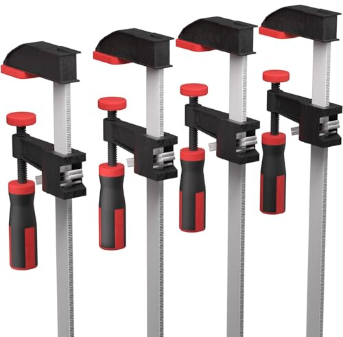 SCZND 4 Stück Schraubzwingen Sets, 350mm Profi Schraubzwinge aus Edelstahl, 75mm Maultiefe für Präzises Fixieren von Holzwerkstücken, Spannkraft 270kg für vielfältige Spannanwendungen