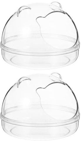 Toyvian Bañera para Hámster de Plástico Transparente 2 Piezas Forma Adorable para Mascotas Pequeñas en Ambiente de Baño Estable y Seguro