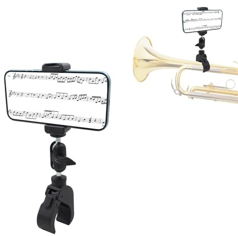 Supporto a tromba regolabile con rotazione a 360°, clip per clarinetto, oboe e sassofono
